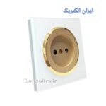 پریز برق ساده اسپادانا سفید طلایی با میانی بژ(ایران الکتریک)10 عددی