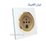 پریز تلفن دوکاره اسپادانا سفید طلایی با میانی بژ | دو کاره(ایران الکتریک)10 عددی